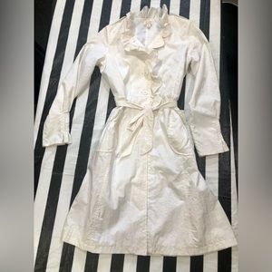 *RARE Children’s Place White Ruffle Front Long Spring Trench Coat